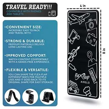 AirGLO Flex Flap - Adjustable, Portable Phone Stand for Travel, Home, Desk, Bed, Treadmill, iPad, Ta...