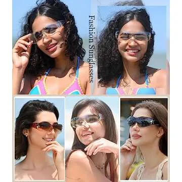 Dollger Trendy Y2K Sunglasses Women Men Rimless Wrap Around Sunglasses Fufuristic Y2K Fashion Visor 2000 Glasses Shield Black Shades