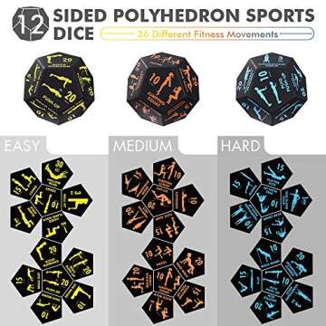 Exercise Dice, for Home Fitness, Workouts, Cardio, 12-Sided Movement Dice Fun Gym Learning Game for ...