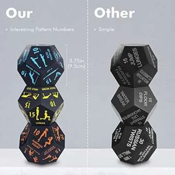 Exercise Dice, for Home Fitness, Workouts, Cardio, 12-Sided Movement Dice Fun Gym Learning Game for Fitness & Exercise Classes, with Exercise Illustration Booklet (3pcs)