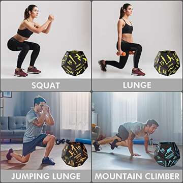 Exercise Dice, for Home Fitness, Workouts, Cardio, 12-Sided Movement Dice Fun Gym Learning Game for Fitness & Exercise Classes, with Exercise Illustration Booklet (3pcs)