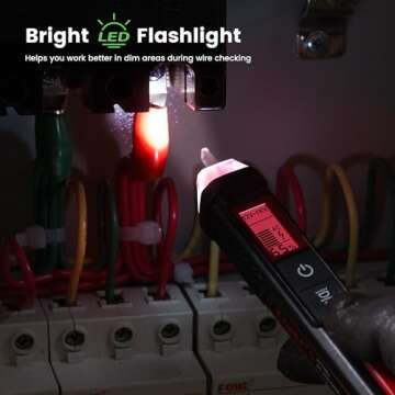 KAIWEETS Voltage Tester/Non-Contact Voltage Tester with Signal Percentage, Dual Range AC 12V/70V-1000V, Live/Null Wire Tester, Electrical Tester with LCD Display, Buzzer Alarm, Wire Breakpoint Finder