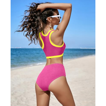 XUNYU Women High Waisted Ribbed Bikini for Teens