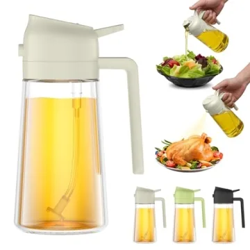 PUZMUG 2-in-1 Olive Oil Dispenser Bottle, 17oz Glass Sprayer