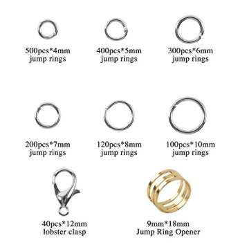 DICOBD 1620pcs Silver Jump Rings Jewelry Making Supplies
