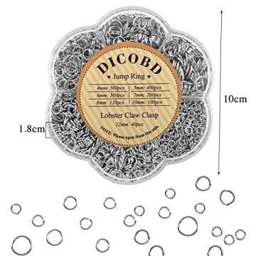 DICOBD 1620pcs Silver Jump Rings Jewelry Making Supplies