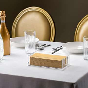 BloominGoods Guest Towel Napkin Holder For Bathroom Or Kitchen - Clear Acrylic Hand Towel Storage Tr...