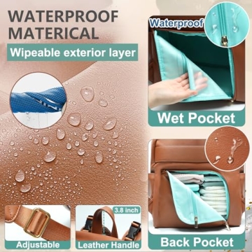 MOMINSIDE Vegan Leather Diaper Backpack with Insulated Pockets