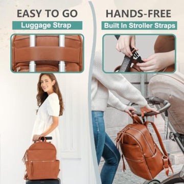 MOMINSIDE Vegan Leather Diaper Backpack with Insulated Pockets