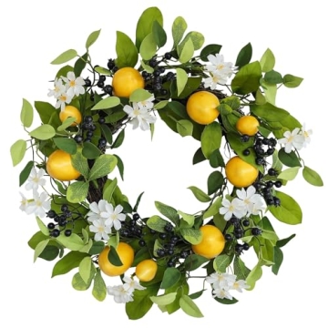 Spring Floral Wreath for Front Door, 18" Summer Decor