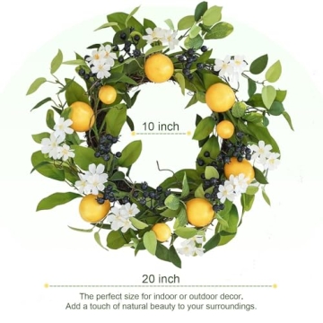 Spring Floral Wreath for Front Door, 18" Summer Decor