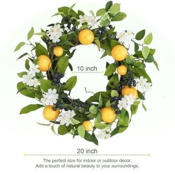 Spring Floral Wreath for Front Door, 18" Summer Decor