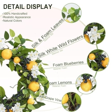 Spring Floral Wreath for Front Door, 18" Summer Decor