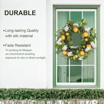 Spring Floral Wreath for Front Door, 18" Summer Decor