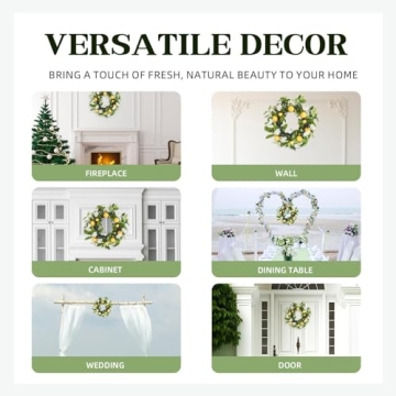 Spring Floral Wreath for Front Door, 18" Summer Decor