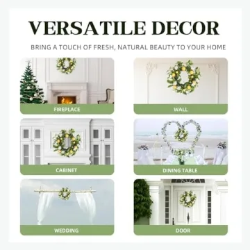 Spring Floral Wreath for Front Door, 18" Summer Decor