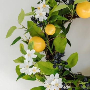 Spring Floral Wreath for Front Door, 18" Summer Decor