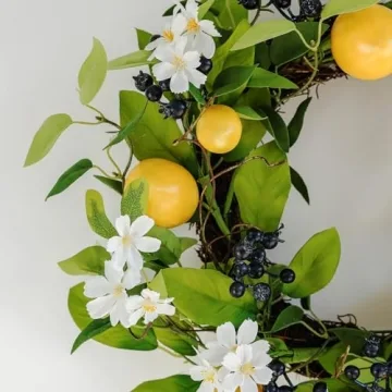 Spring Floral Wreath for Front Door, 18" Summer Decor