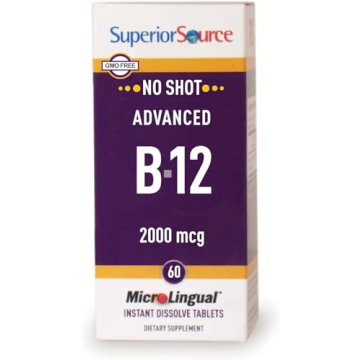 Superior Source No Shot Advanced B12 2000 mcg - Fast-Dissolve MicroLingual Tablets for Energy and Ne...