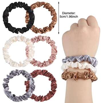 Pengxiaomei 12Pcs Satin Scrunchies, Coffee Color Series Hair Ties for All Occasions