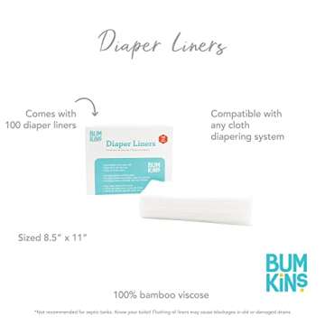 Bumkins Biodegradable Disposable Cloth Diaper Liners 100 Count