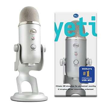 Newest Blue Yeti USB Microphone with 4 Pickup Patterns, 3 Condenser Capsules, Mic Gain Control & Adjustable Stand for Gaming, Streaming, Podcasting on PC & Mac with GalliumPi Accessories - Silver