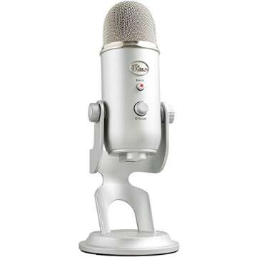 Newest Blue Yeti USB Microphone with 4 Pickup Patterns, 3 Condenser Capsules, Mic Gain Control & Adjustable Stand for Gaming, Streaming, Podcasting on PC & Mac with GalliumPi Accessories - Silver