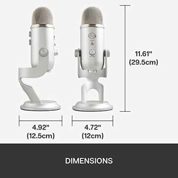 Newest Blue Yeti USB Microphone with 4 Pickup Patterns, 3 Condenser Capsules, Mic Gain Control & Adjustable Stand for Gaming, Streaming, Podcasting on PC & Mac with GalliumPi Accessories - Silver