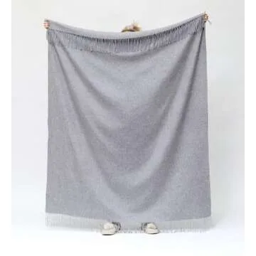 State Cashmere Home Throw Blanket with Decorative Fringe 100% Pure Cashmere Ultra Soft Accent Blanke...