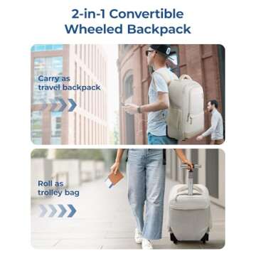 BAGSMART Rolling Backpack, Water-Resistant Travel Laptop Backpacks with Wheels for Adults, 17 Inch L...