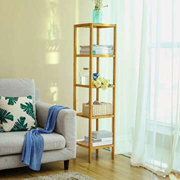 SONGMICS Bamboo 5-Tier Storage Rack for Home Organization