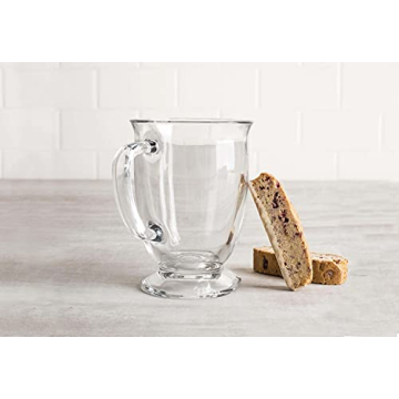 Kook 15 oz Clear Glass Coffee Mugs Set of 6 for Hot Drinks