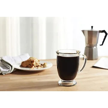 Kook 15 oz Clear Glass Coffee Mugs Set of 6 for Hot Drinks