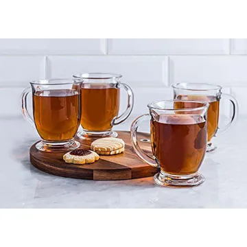 Kook 15 oz Clear Glass Coffee Mugs Set of 6 for Hot Drinks