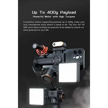 Hohem iSteady M6 Gimbal Stabilizer for Smartphone, 3-Axis Cell Phone Stabilizer Built-in OLED Display 400g Payload Reverse Charging Android and iPhone Gimbal with Inception Motion Timelapse