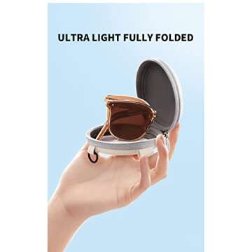 LREUIP Carry Polarized Mini Folding Sunglasses Women Polarized UV Protection Trendy Designer Sun Glasses (White mercury)