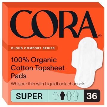 Cora Organic Cotton Ultra Thin Period Pads Super Absorbent