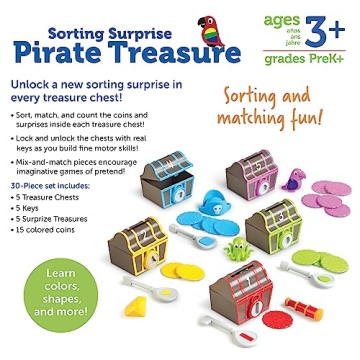 Educational Pirate Treasure Chest Toy for Kids