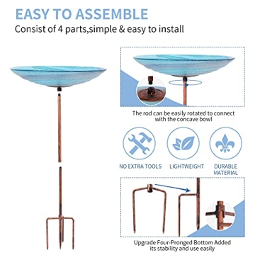 Beautiful VCUTEKA Glass Bird Bath for Your Garden