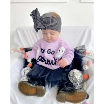 Lnzyyephy Toddler Baby Boy Girl Halloween Outfit Infant Pumpkin Embroidery Knit Sweaters Sweatshirt ...