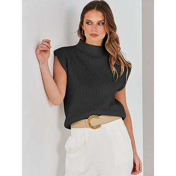 Stylish ANRABESS Mock Neck Sleeveless Sweater Vest