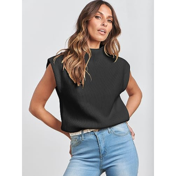 Stylish ANRABESS Mock Neck Sleeveless Sweater Vest