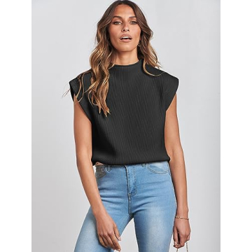 Stylish ANRABESS Mock Neck Sleeveless Sweater Vest