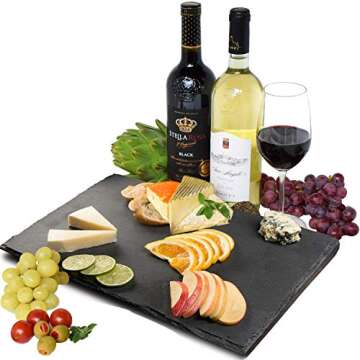 IELEK Large Slate Cheese Board: Natural Stone Serving Tray 12x16