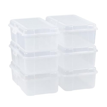 Rubbermaid 6 Qt. Handi-Box, Stackable Plastic Storage Bin with Latching Lid, Pack of 6, Great for Sh...