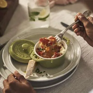 STAUB Stoneware Ceramic 6-pc Mini Round Cocotte Set-Macaron Pastel Colors