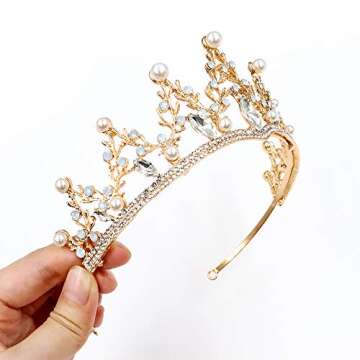 NODG Gold Tiaras Wedding Tiaras and Crowns for Women Rhinestone Branches Tiara for Women Princess Crown Birthday Tiara Headbands for Wedding Prom Bridal Party Halloween Costume Christmas