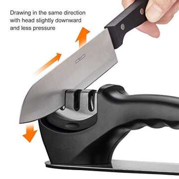 3-Stage Kitchen Knife Sharpener,Professional Knife Sharpening Tool to Restore Non-Serrated Blades Quickly，Helps Repair, Restore and Polish Blades Kitchen,Knife Accessories