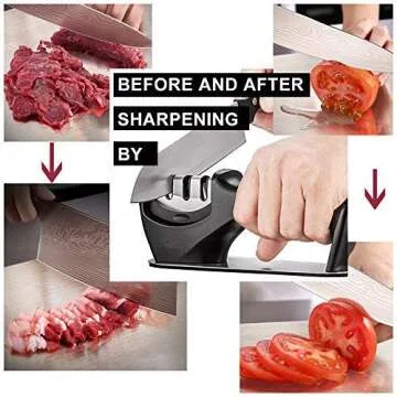 3-Stage Kitchen Knife Sharpener,Professional Knife Sharpening Tool to Restore Non-Serrated Blades Quickly，Helps Repair, Restore and Polish Blades Kitchen,Knife Accessories