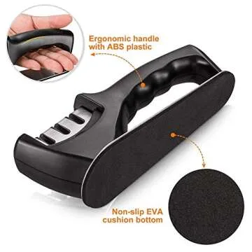 3-Stage Kitchen Knife Sharpener,Professional Knife Sharpening Tool to Restore Non-Serrated Blades Quickly，Helps Repair, Restore and Polish Blades Kitchen,Knife Accessories